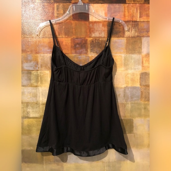 BENETTON "Stile" Black VNeck Tank Top w Satin Trim - Picture 2 of 6